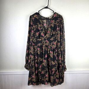 Women's Wild Jasmin Plus Size Pink Floral Black Dress Size 3X